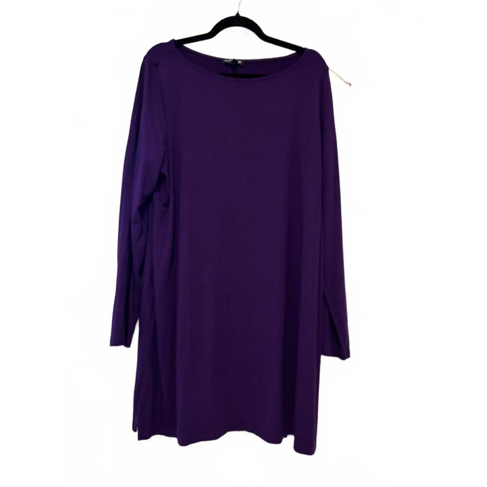 Eileen‎ Fisher minimalist stretch long sleeve. purple shift dress sz XL #1473